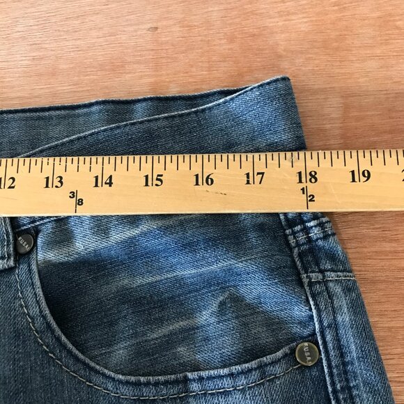 Fusai Jeans Men 36x30 Blue Mid Rise Medium Wash Stretch Y2K Straight 17145 - Picture 10 of 11